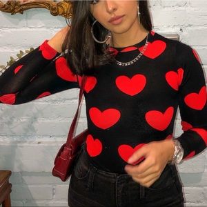Fashion Nova Heart print long sleeve top side ties